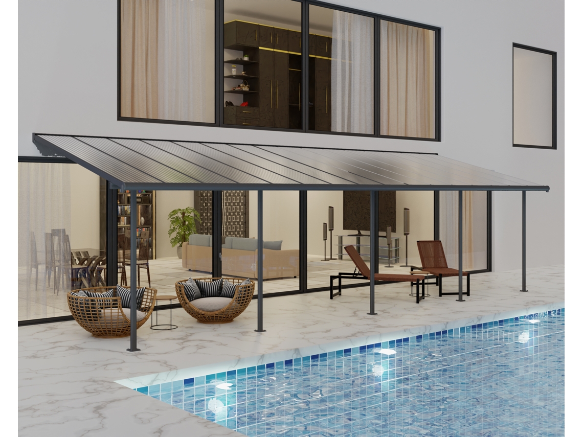CANOPIA Sierra Pérgola Cubierta para Terraza Aluminio 3X9,15 m Gris