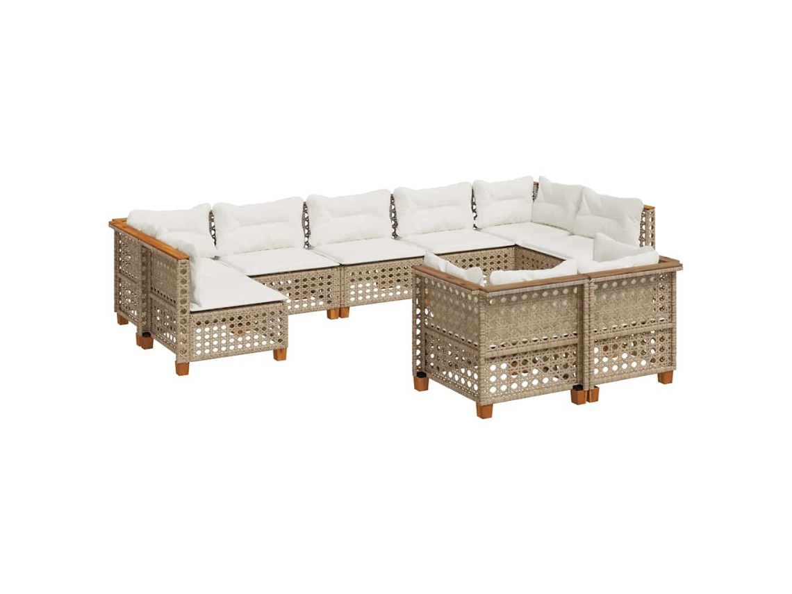 Maison Exclusive - Set De Sofás De Jardín Con Cojines 9 Pzas Ratán Sintético Beige