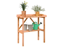 Mesa auxiliar  Mesa auxiliar  Mesa auxiliar para plantas con estante 78x38x82,5cm Abeto marrón Wsd222420 Lovely Home