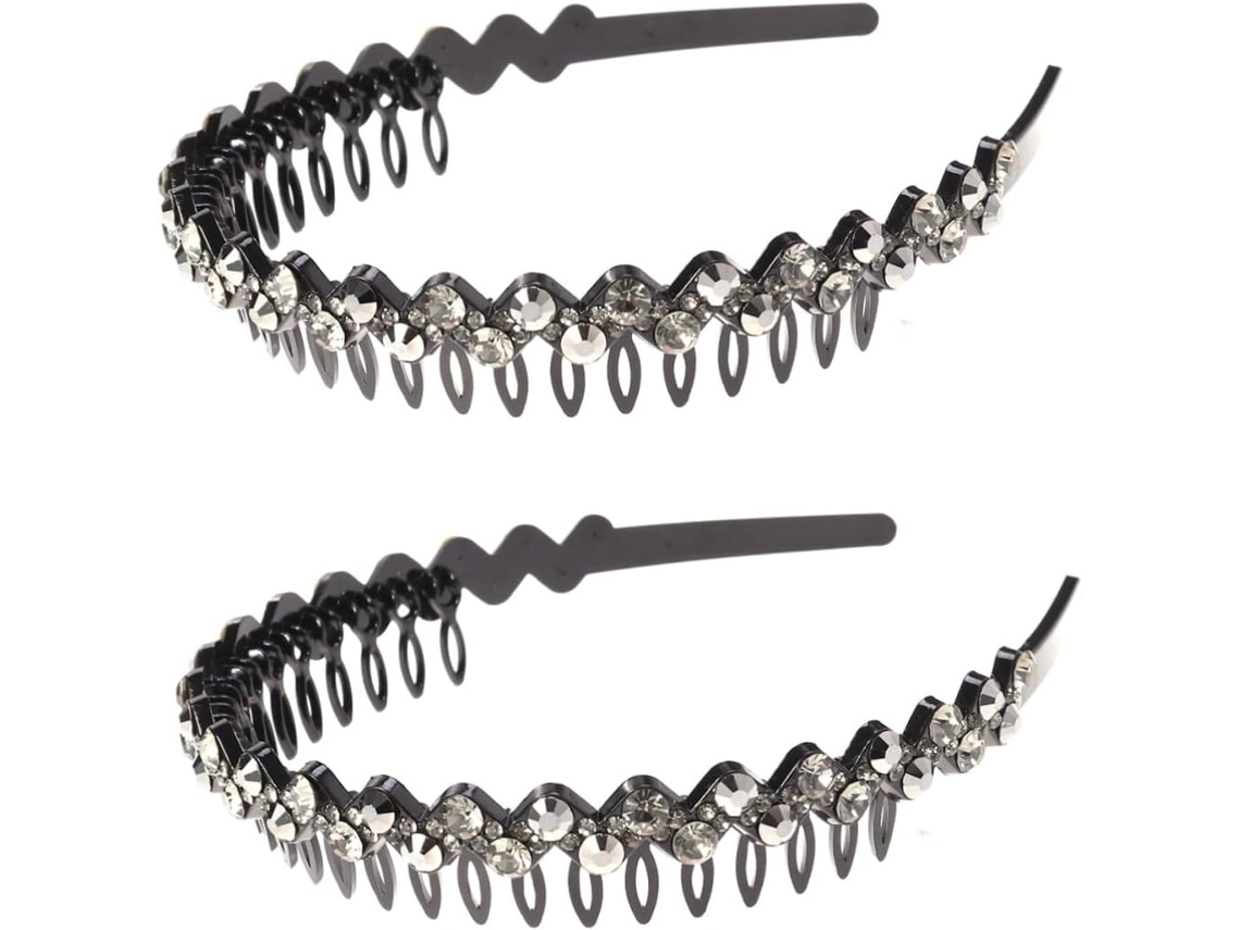 Tiara De Duas Peças Com Dentes, Acessório De Moda Elegante E Preto.