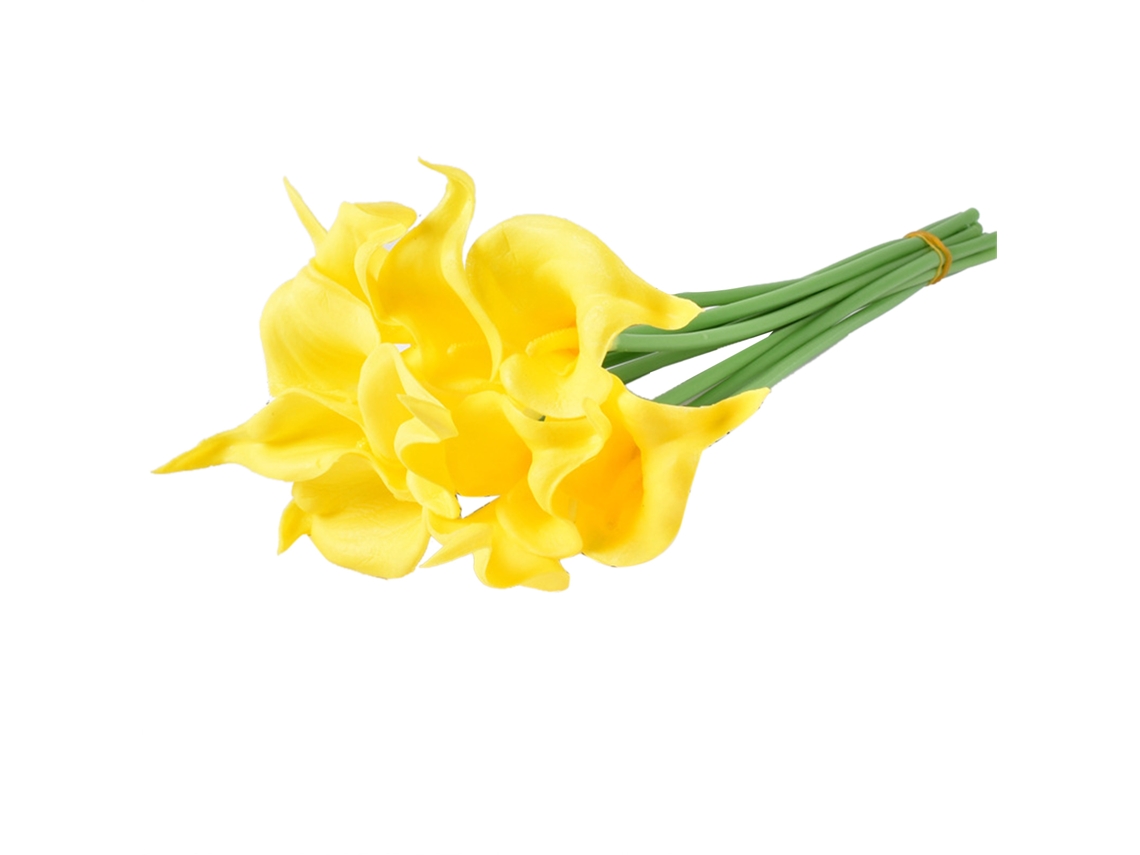 Mini lirio artificial en forma de copa de Baok, fabricado en PU con tacto realista, flor artificial para decoración del hogar y fotografía, color amarillo.