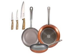 Juego de 3 sartenes Bergner Optimum Plus Ø18/ø22/ø26cm con cuchillos de cocina
