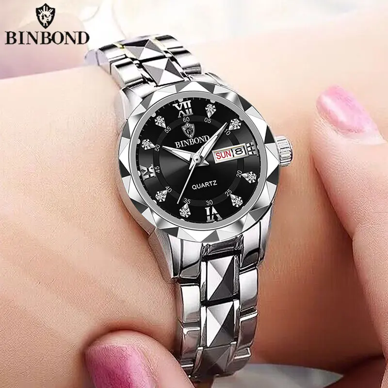 Reloj De Mujer, Resistente Al Agua, Luminoso, Con Indicador De Fecha, De Acero Inoxidable.