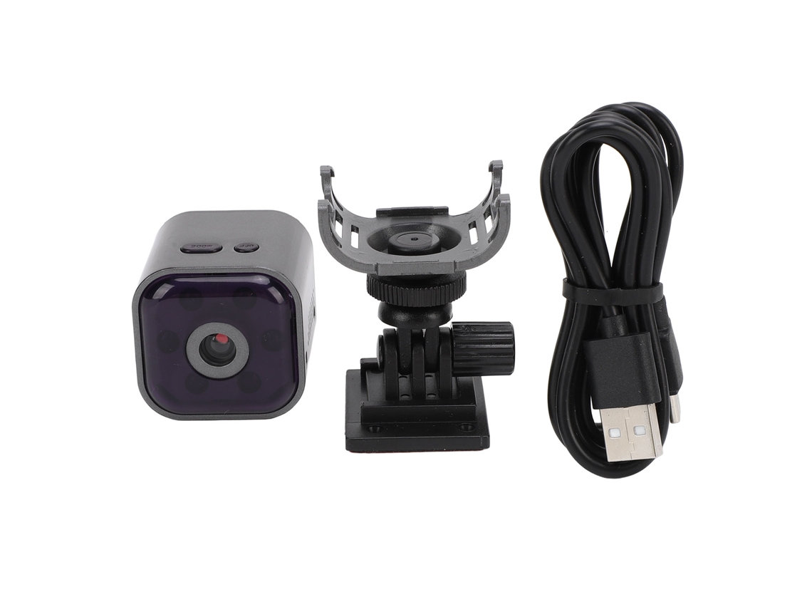 Cámara de seguridad inalámbrica 1080p con visión nocturna, audio bidireccional y detección de movimiento para uso doméstico.