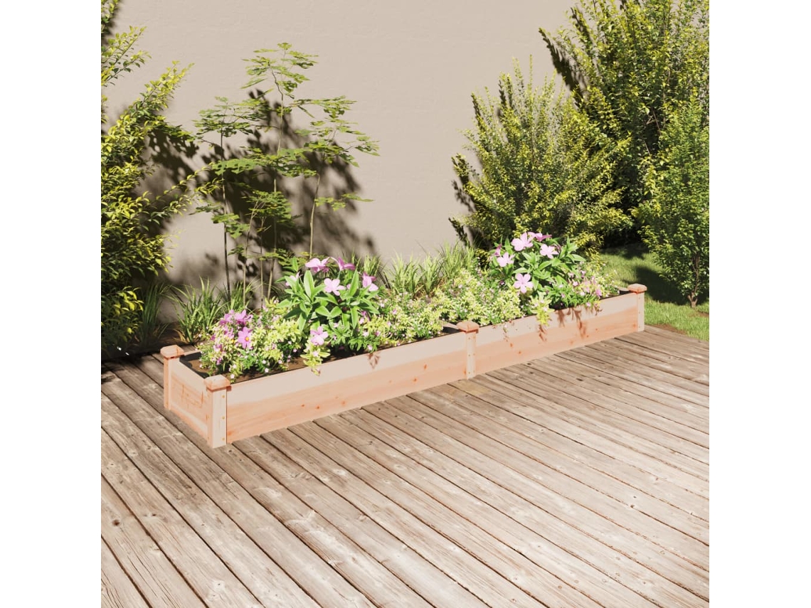 Jardinera elevada con forro de madera maciza de abeto de 240 x 45 x 25 cm, DKD Home Decor