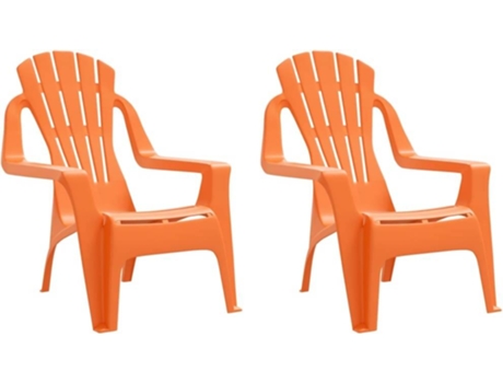 Conjunto 2 Sillas jardín niños VIDAXL aspecto madera PP naranja (37x34x44 cm)