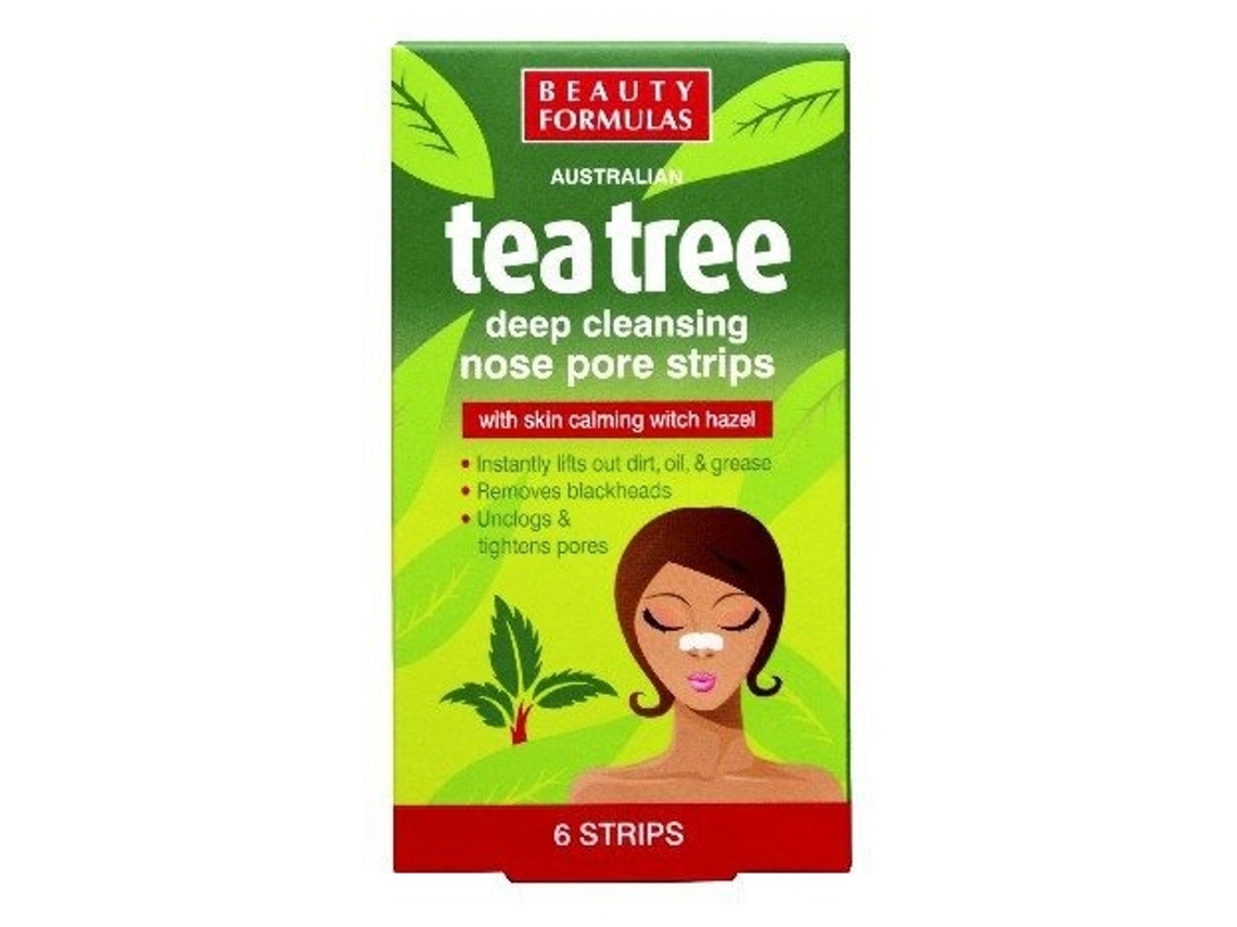 Tiras nasales con aceite de árbol de té de Beauty Formulas, paquete de 6.