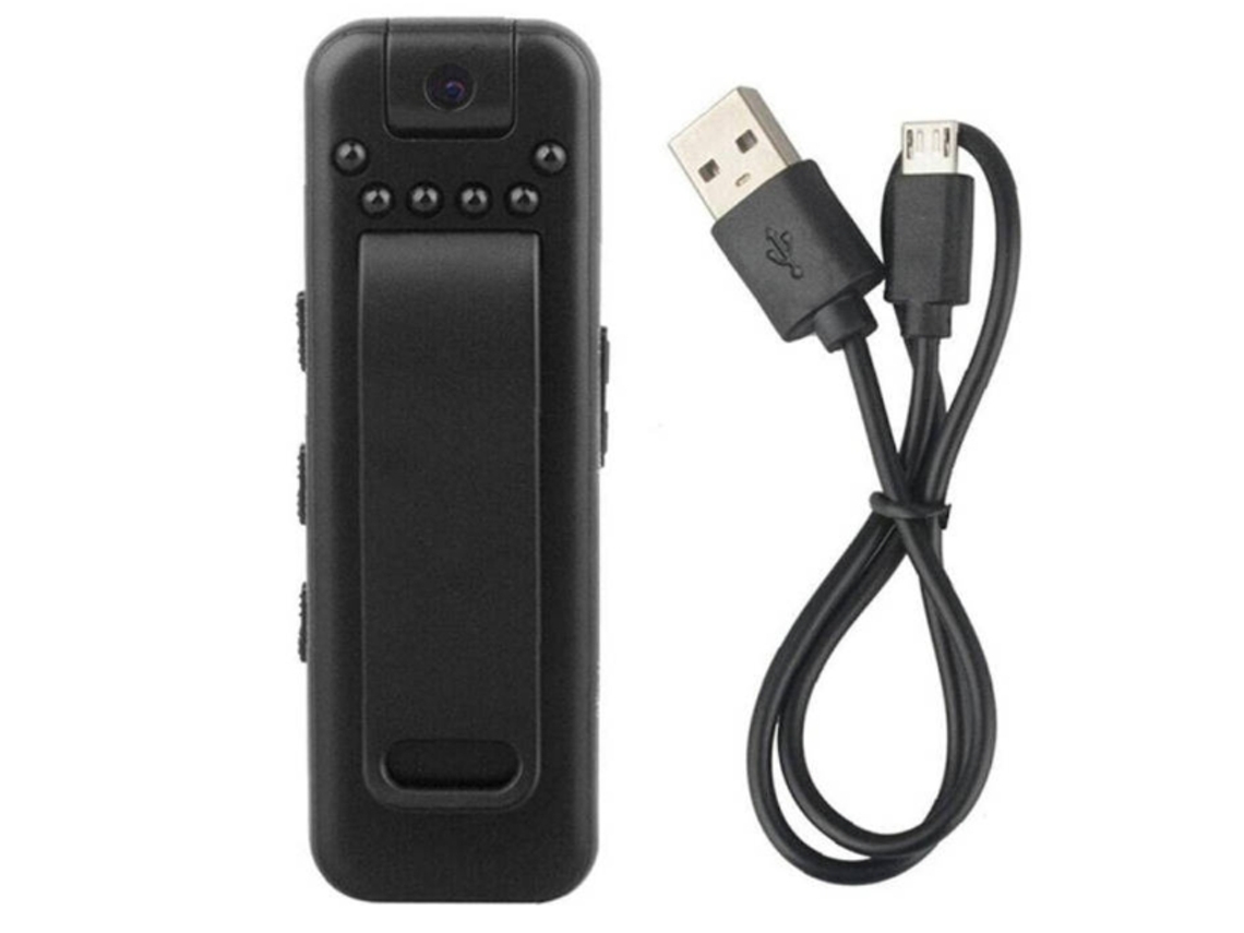 Minicámara giratoria de 1080p con clip trasero, visión nocturna, rendimiento confiable, 16 GB, Bestvite (negra)