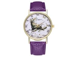 Reloj De Pulsera Unisex De Cuarzo, Estilo Casual Y Moderno, Color Morado.