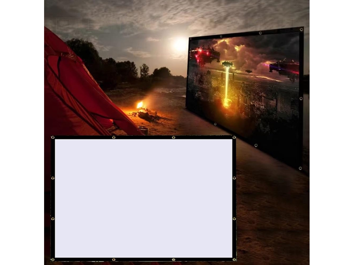 Pantalla de proyección portátil de 72 pulgadas, formato 16:9/4:3, para uso doméstico y en exteriores.