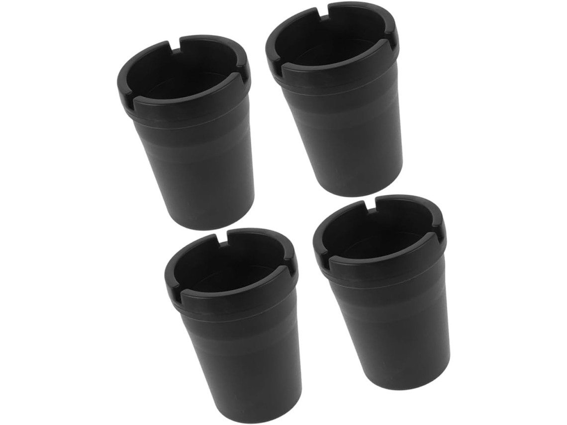 Conjunto De 4 Cinzeiros Compactos De Plástico Preto Para Carro.