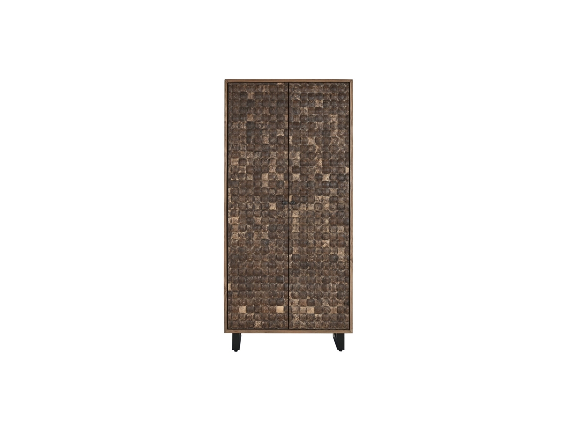 Armário de coco reciclado em teca com 2 portas, 80x40x200cm