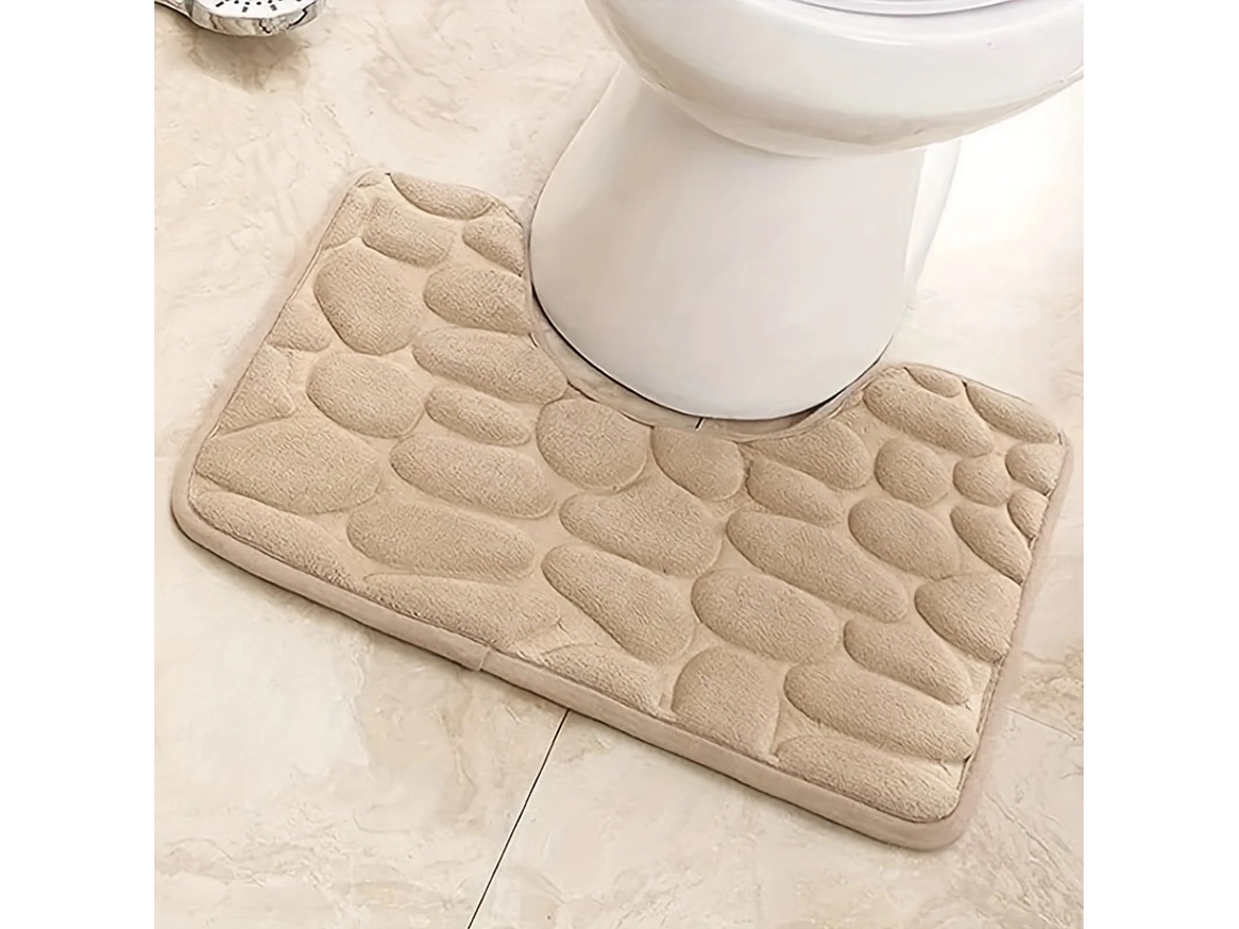 Alfombra De Baño Absorbente, Impermeable Y Antideslizante En Forma De U (amarilla), Fabricada En Vellón De Algodón.