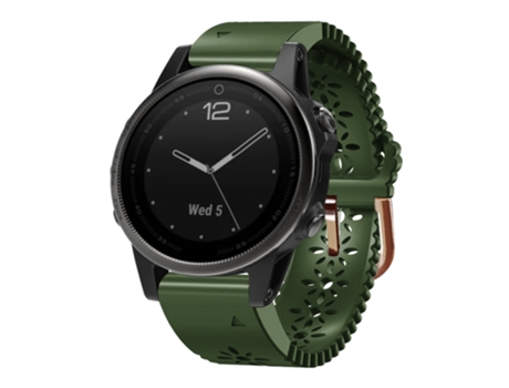 Correa Smartwatch para Garmin Fenix 5S 20mm Mujer Silicona con Punzón de Cordón (Verde Ejército)
