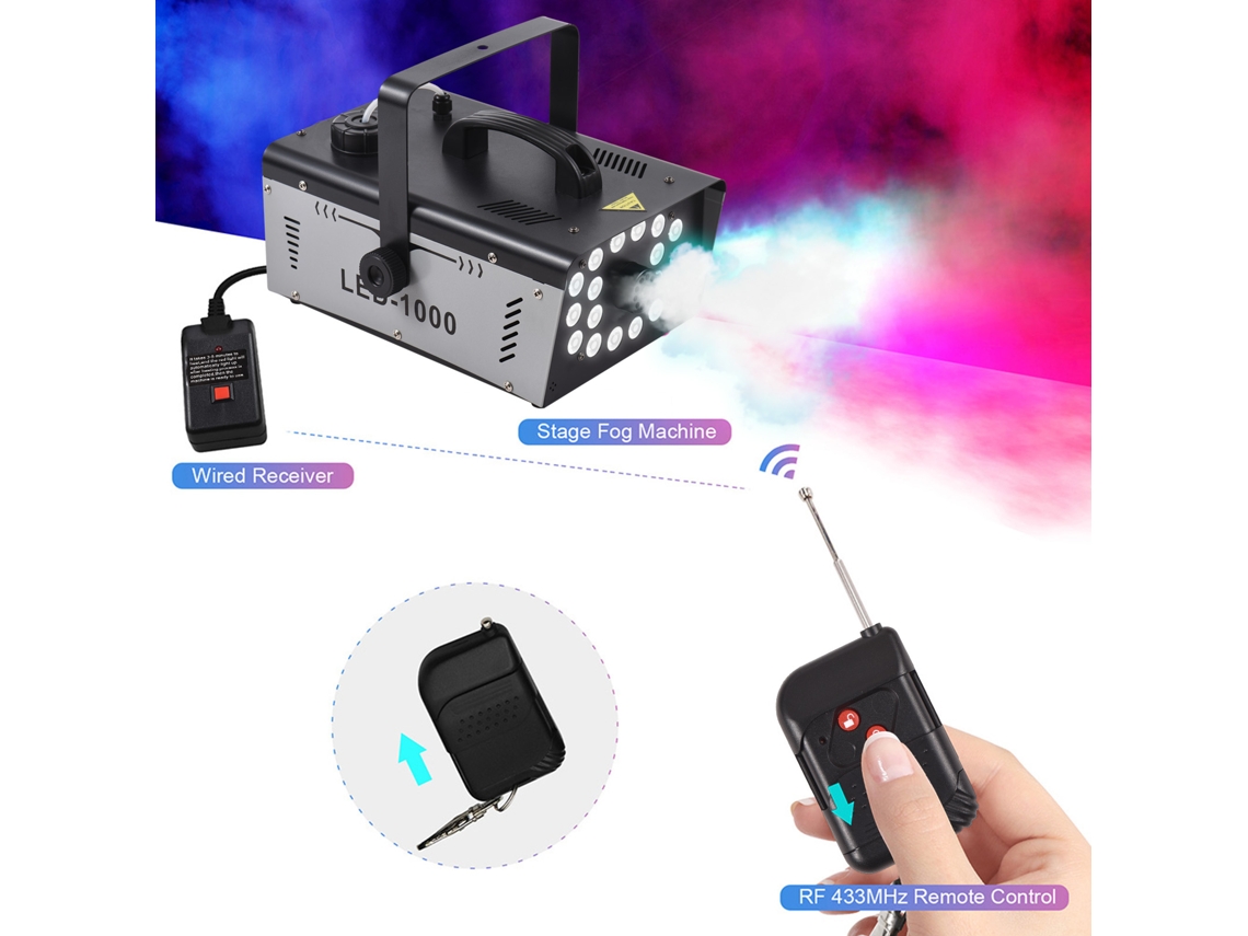 Máquina de niebla para exteriores con 18 luces LED y 13 colores