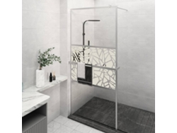 Mampara Ducha Con Estante Vidrio Esg Y Aluminio Cromo 90x195 Cm