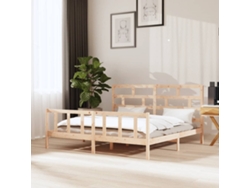 Marco de Cama Madera de Pino Macizo Marrón (200x200cm)