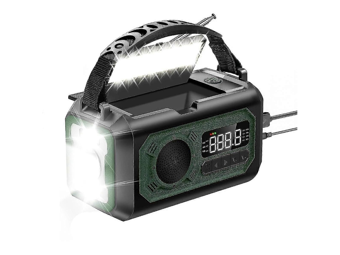 Radio portátil solar de emergencia con manivela de 12000 mAh, AM/FM y linterna GOKOCO