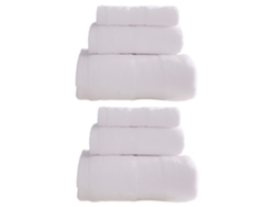 Juego de toallas Kofihety baño mano paños suaves de algodón blanco - 6 piezas (35x25x12 cm)