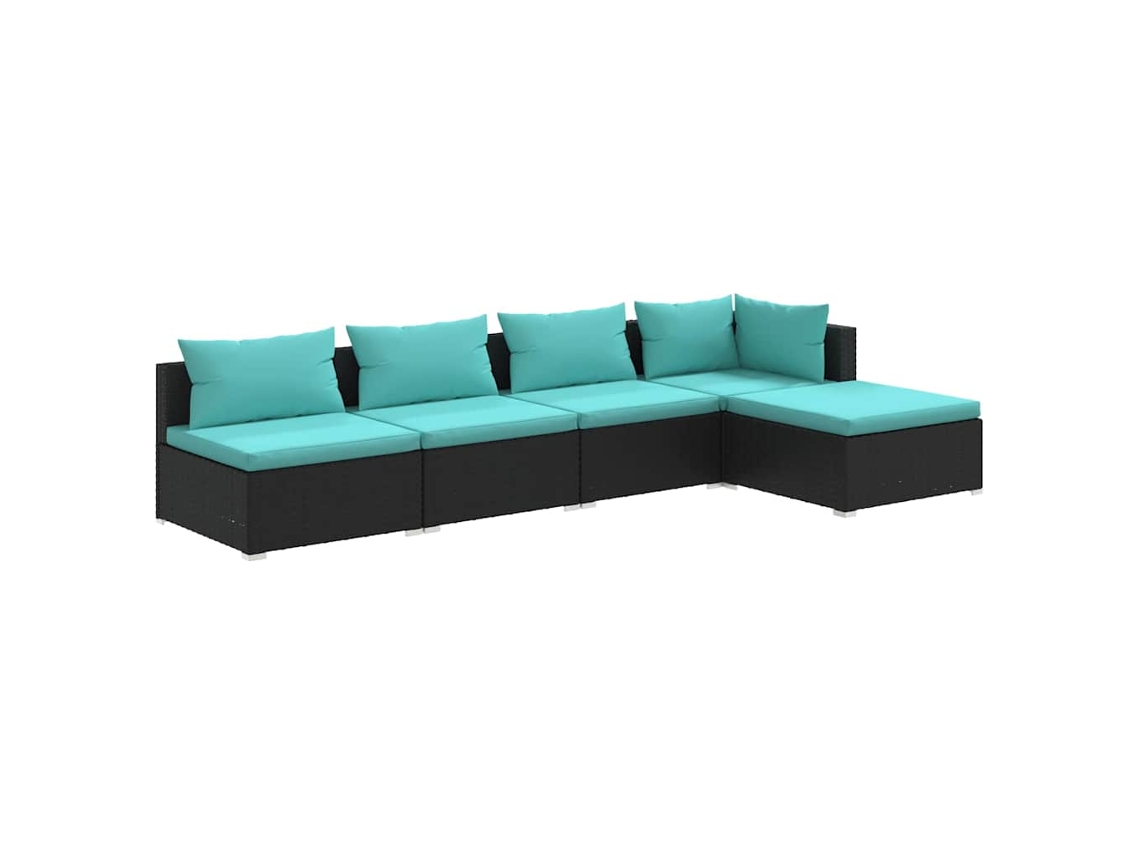 Maison Exclusive - Set De Muebles De Jardín 5 Pzas Y Cojines Ratán Sintético Negro
