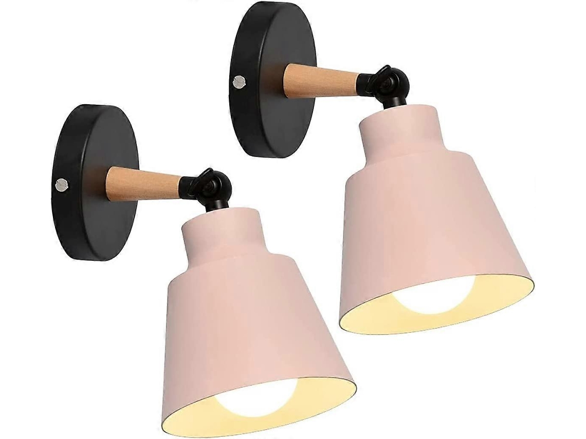 Rebe-2 Paquetes De Lámparas De Pared Vintage Industrial E27 (rosa) Ajustables 180° Para Salón Cocina Hotel Café