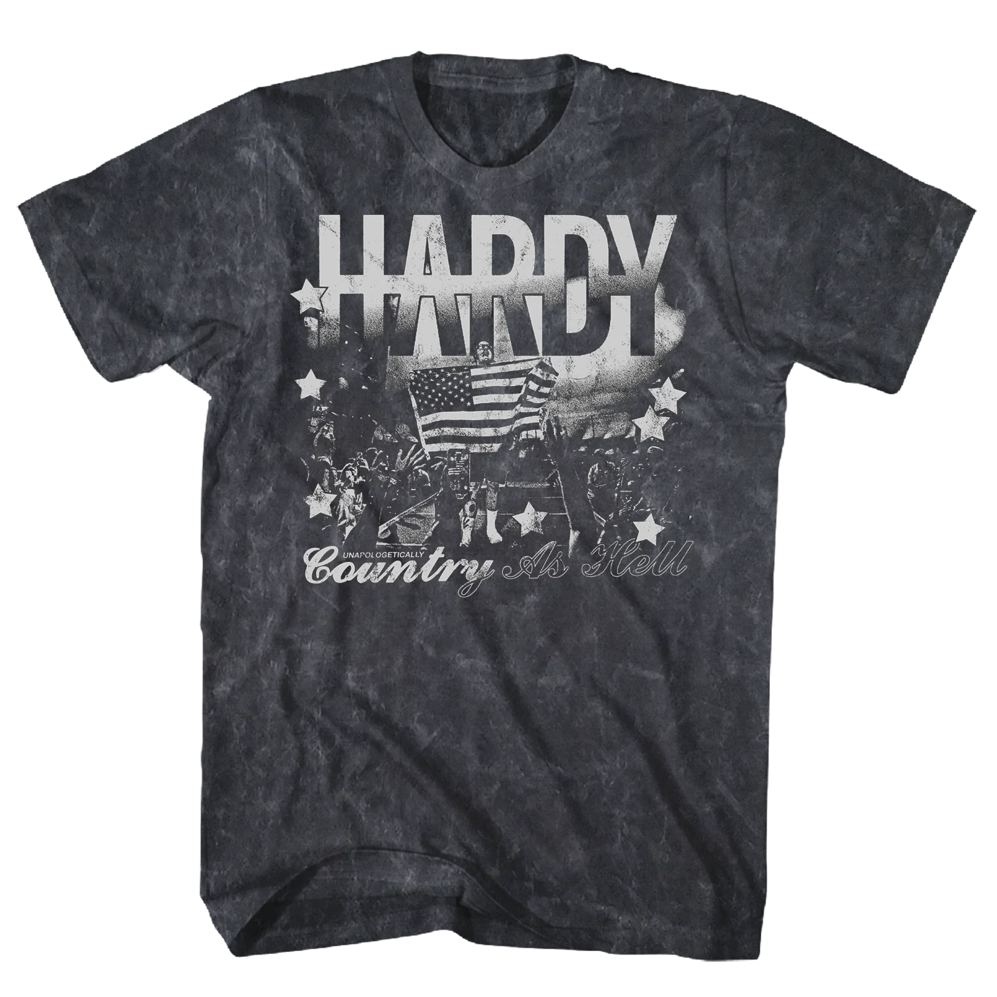 Hardy — *Country Hell* Camiseta Preta com Lavagem Mineral Unissex Rockinstone Tamanho: GG