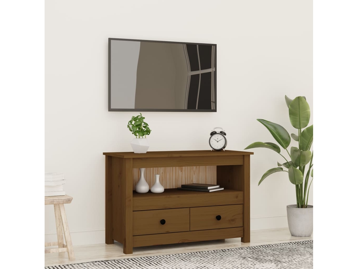 Mueble Tv 79 x 35 x 52 cm Madera de Pino Macizo Marrón Miel-Derivados
