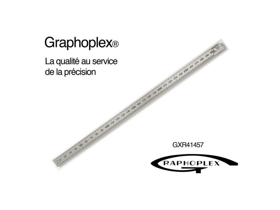 Regla - Graphoplex - Acero flexible de doble cara - Espesor 0,5 mm - Ancho 13 mm - Largo 30 cm