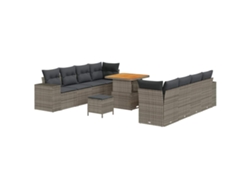Maison Exclusive - Conjunto de sofás de jardín con cojines, 11 piezas, mimbre gris