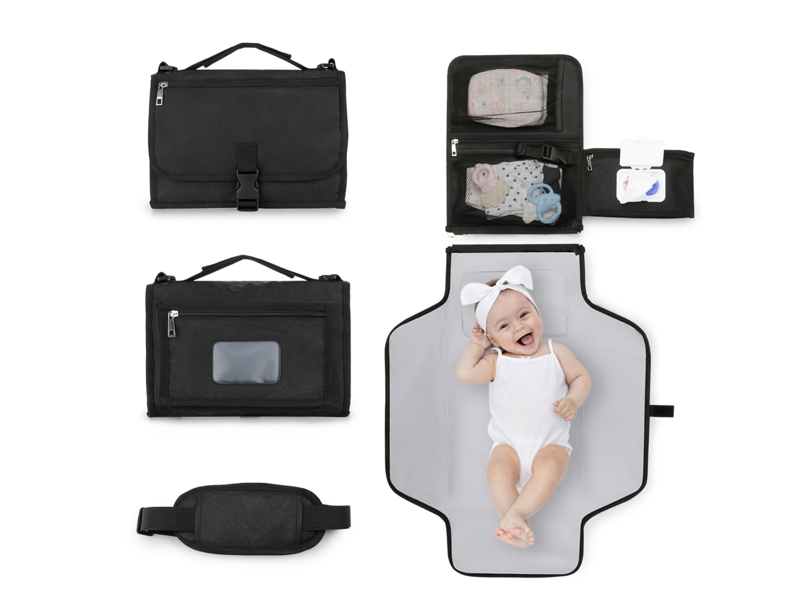 Cuich - Bolsa cambiadora portátil para bebé, impermeable, lavable, plegable, con bolsillo para toallitas húmedas