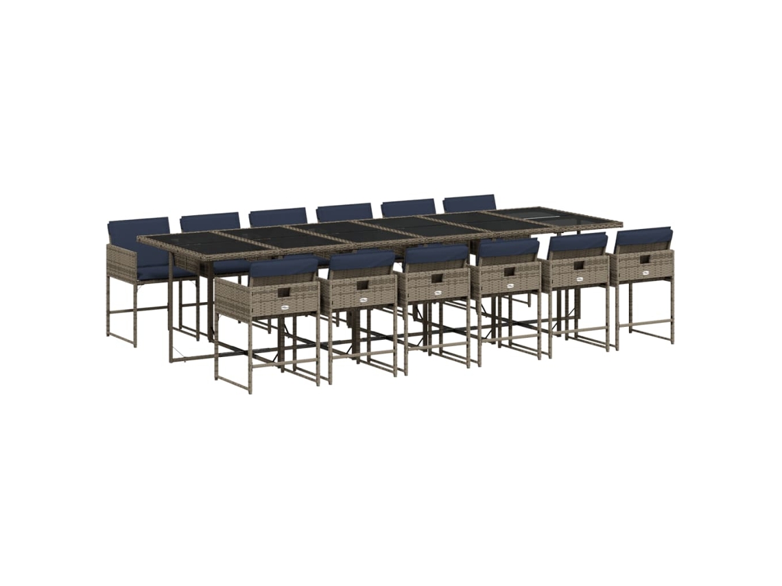 Maison Exclusive - Conjunto De Comedor De Jardín De 13 Piezas Con Cojines, Poliratán Gris