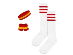 Conjunto completo de Yuysan que incluye diademas, muñequeras y calcetines deportivos elásticos, absorbentes del sudor, en rojo y amarillo.