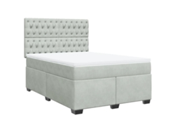 Maison Exclusive - Cama Box Spring Con Colchón Terciopelo Gris Claro 140x200 Cm