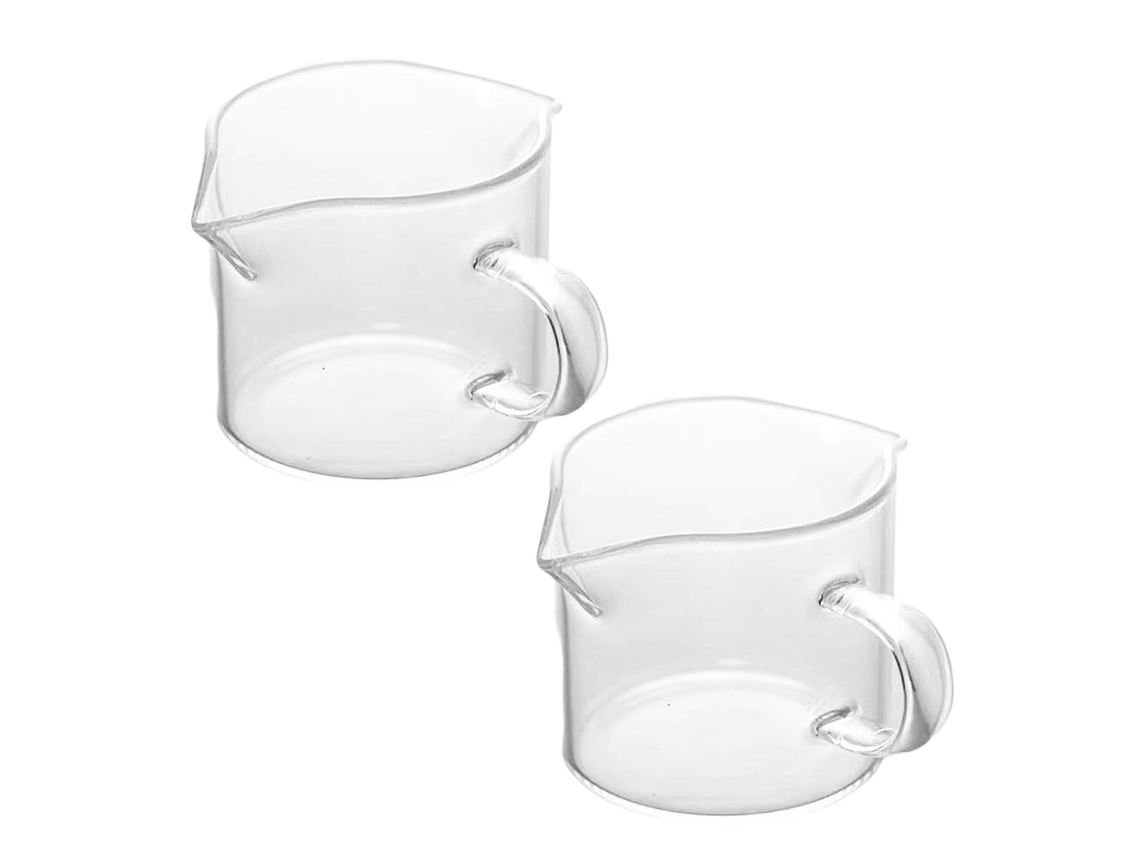 Vaso de vidrio con doble pico, vidrio de borosilicato resistente al calor con práctico asa para verter, flujo de líquido suave, apto para lavavajillas.