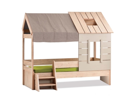 Cama infantil casita aglomerado gris 90x200cm MUEMUE