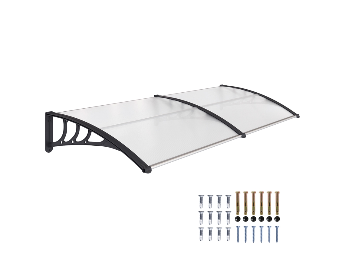Toldo Para Puerta De Entrada, Cubierta Exterior, Policarbonato, Aluminio, Resistente A Los Rayos Uv, 195 Cm.