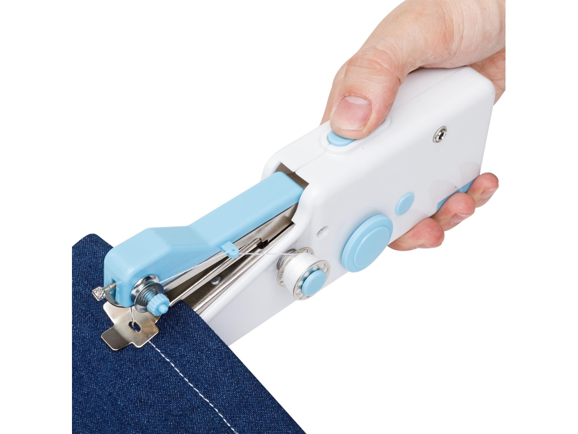 Máquina de coser portátil DIY hecha a mano, adecuada para viajes, hogar y principiantes, color azul Cuich