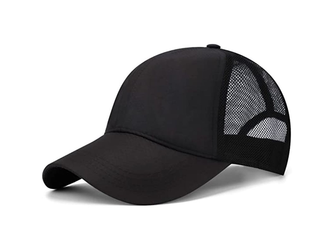 Gorra De Béisbol De Malla De Secado Rápido, Gorra De Camionero Ajustable, Negra, 56-60 Cm, Protección Solar