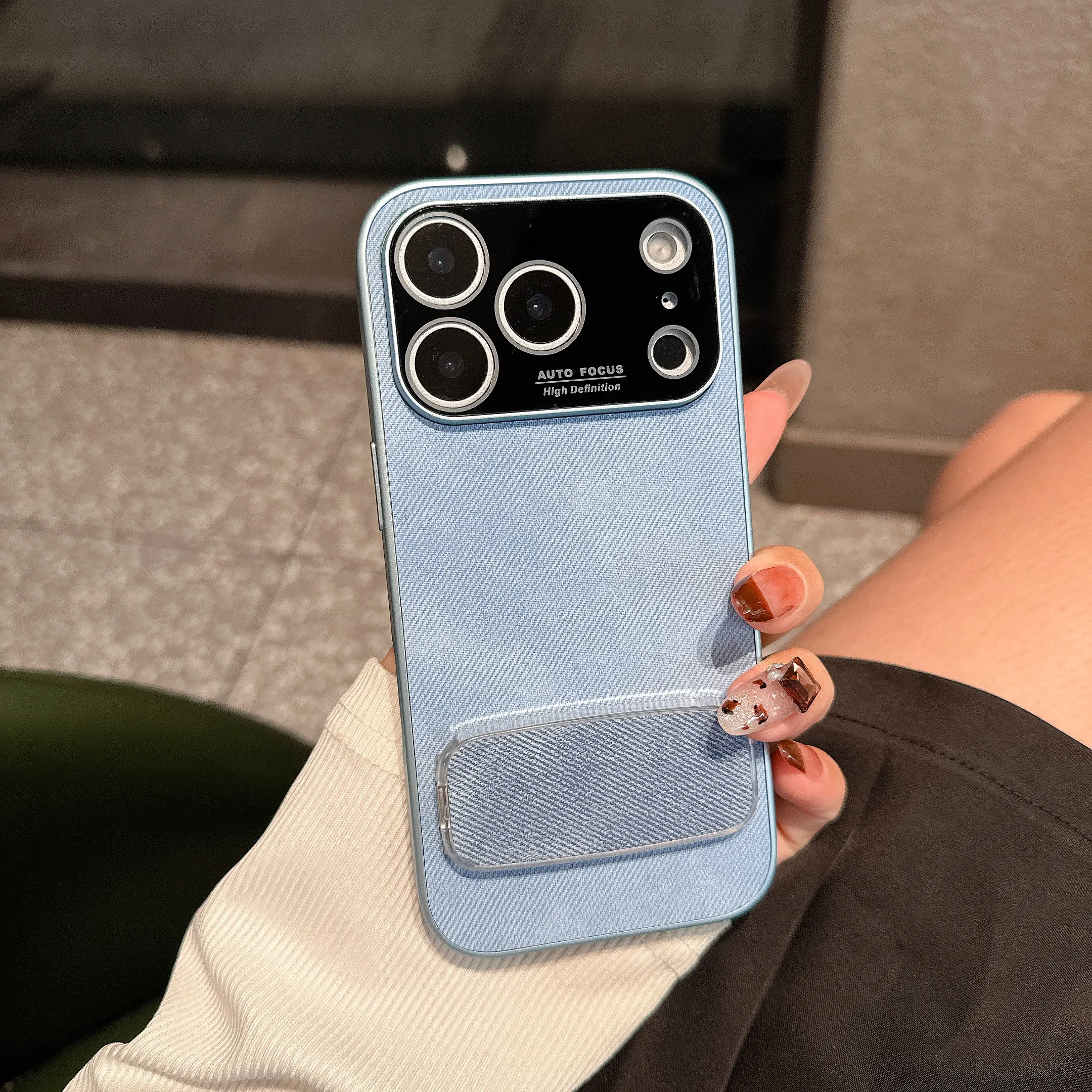 (iphone 15 Pro Max, Azul) Funda De Terciopelo Para Iphone Con Soporte Y Carcasa Suave A Prueba De Golpes