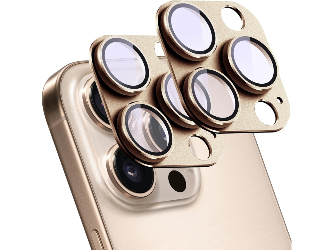 Protector de pantalla Yuysan para iPhone 15 Pro/15 Pro Max, cristal templado + aleación (titanio desierto)