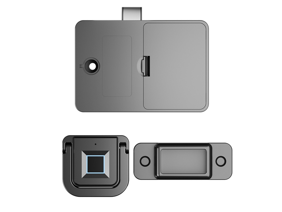 Cerradura electrónica sin llave MDUG con lector de huellas dactilares para puertas de armarios y cajones (negra)