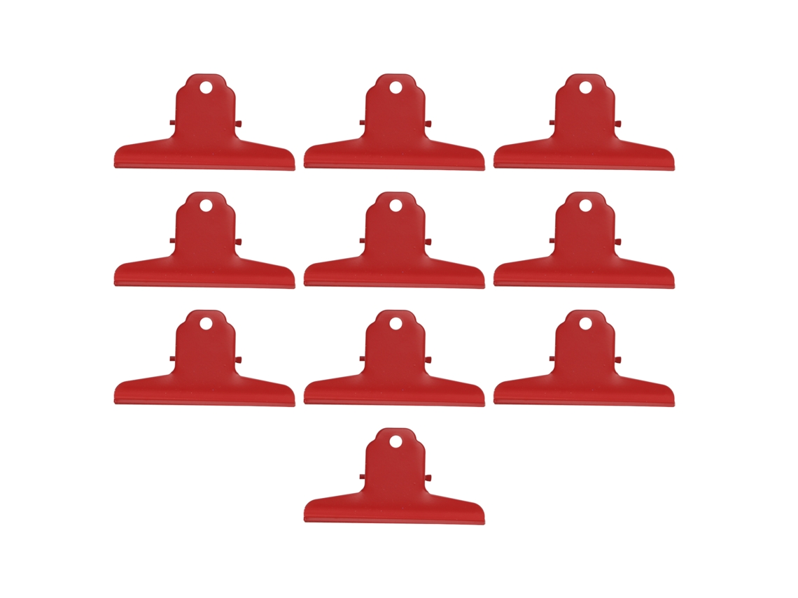 10 clips de acero inoxidable para papel, grandes, multiusos, para oficina y escuela (rojo)