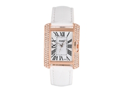 Reloj De Pulsera De Mujer De Poliuretano Con Diamantes De Imitación Y Movimiento De Cuarzo (correa Blanca)
