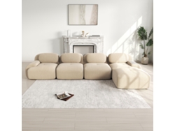 Sofá Esquinero 4 Plazas, Cojines 32D Alta Elasticidad, Antideslizante, Chaise Longue, Brazos Anchos, Combinable, Sin Montaje – Beige