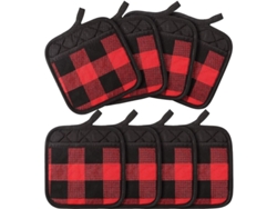 2026-33137-8 Fundas Antiquemadera De Cuadros Buffalo Con Bolsillo, Algodón Resistente Al Calor Para Cocina (rojo Negro)