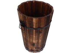 Papelera redonda de madera para dormitorio u oficina, papelera ligera con asa integrada, cesta compacta, estilo natural.