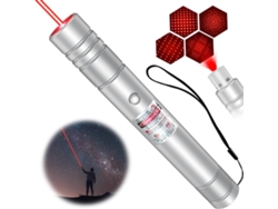 Puntero láser de alta potencia, recargable, de larga distancia, de luz roja, para astronomía/plata Gertiz