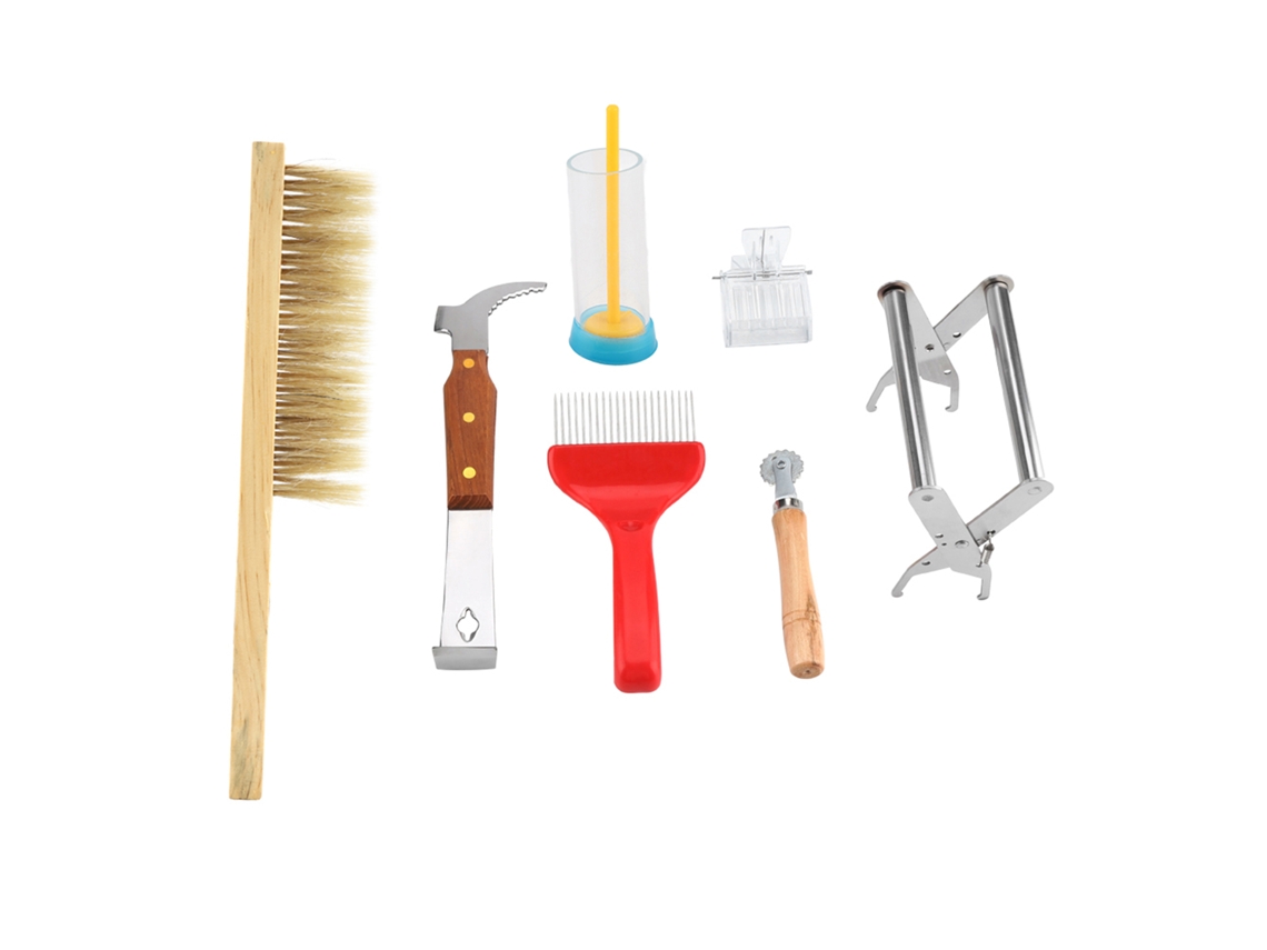 Kit De Equipo Apícola De 7 Piezas: Herramientas Esenciales Para Apicultores Con Cepillo, Horquilla Y Herramienta Para Capturar Reinas.