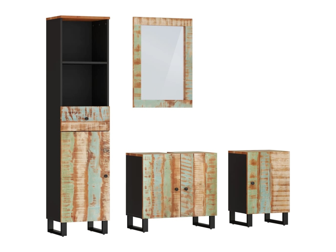 Conjunto de muebles de baño en madera reciclada. EXCLUSIVA DE MAISON.