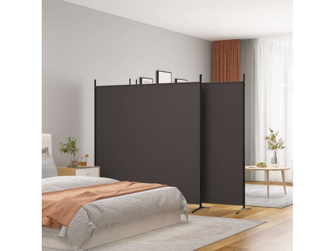 Biombo Divisor De 4 Paneles De Tela Marrón 698x180 Cm